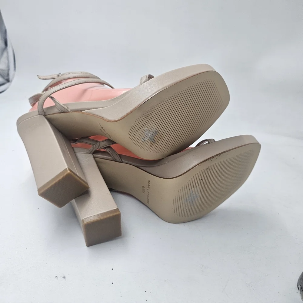 Marc Fisher Acres Strappy Platform Block Heel Sandals Nude Size 9.5 - Picture 8 of 9